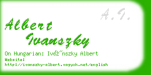 albert ivanszky business card